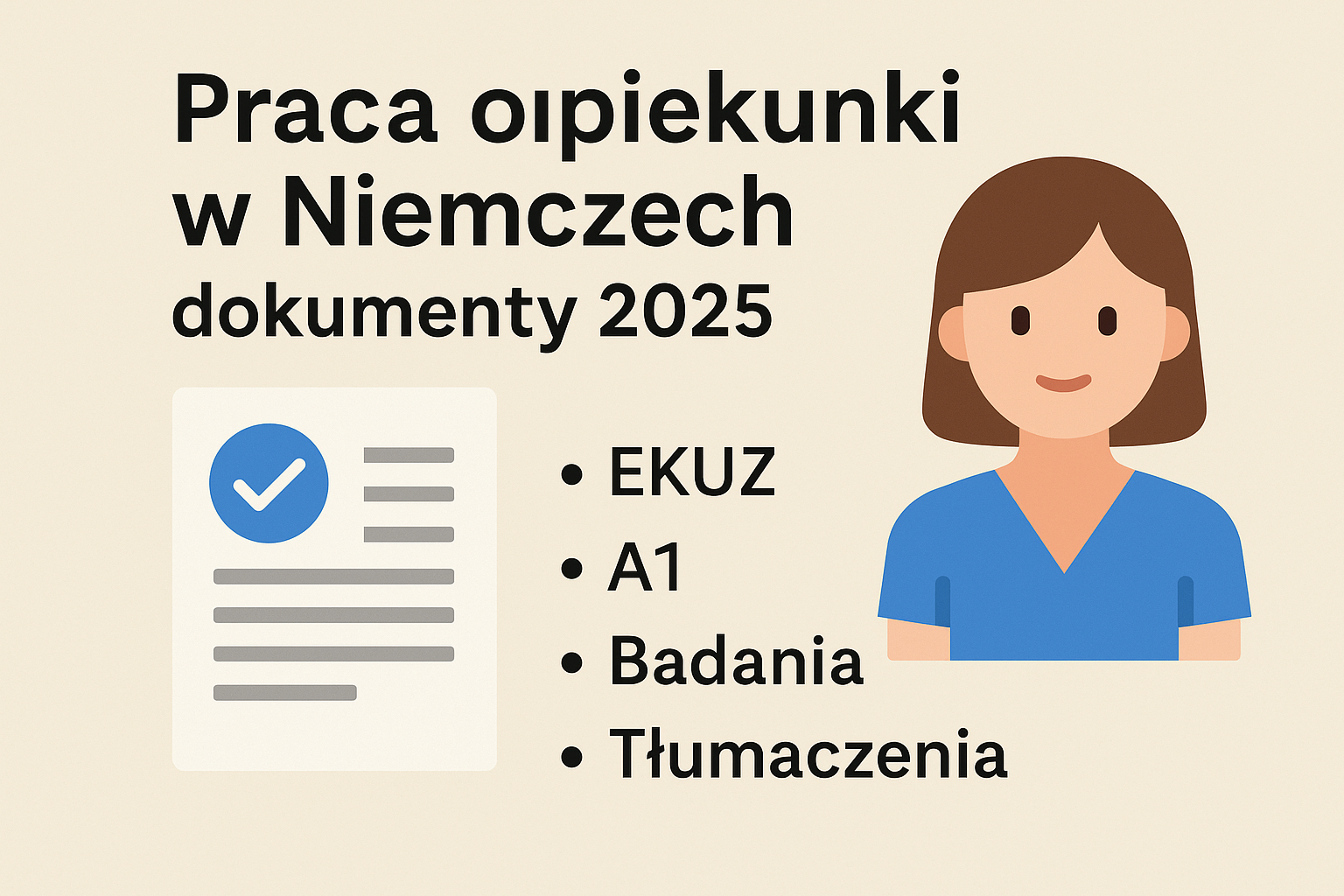 Praca opiekunki w Niemczech – dokumenty 2025: EKUZ, A1, badania