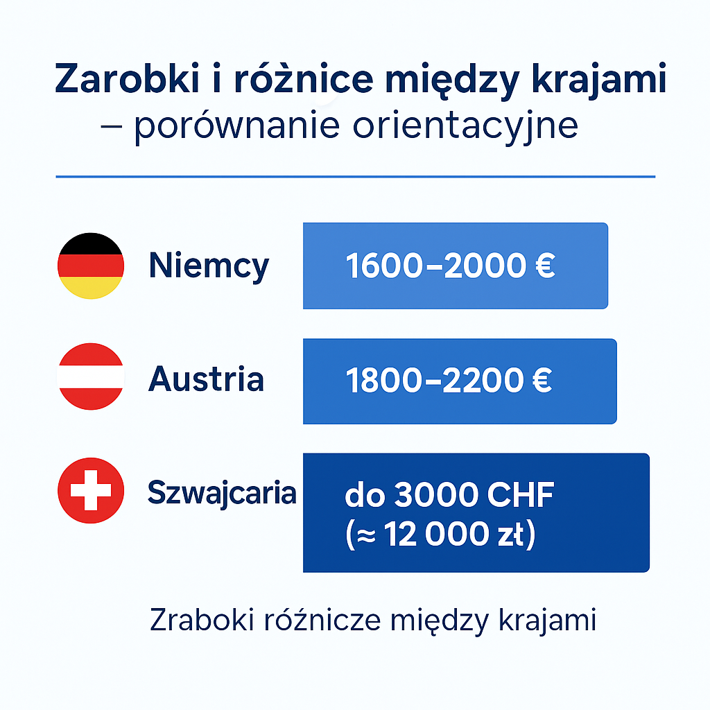 Oferty pracy opiekunki w Niemczech, Austrii i Szwajcarii – porównanie zarobków
