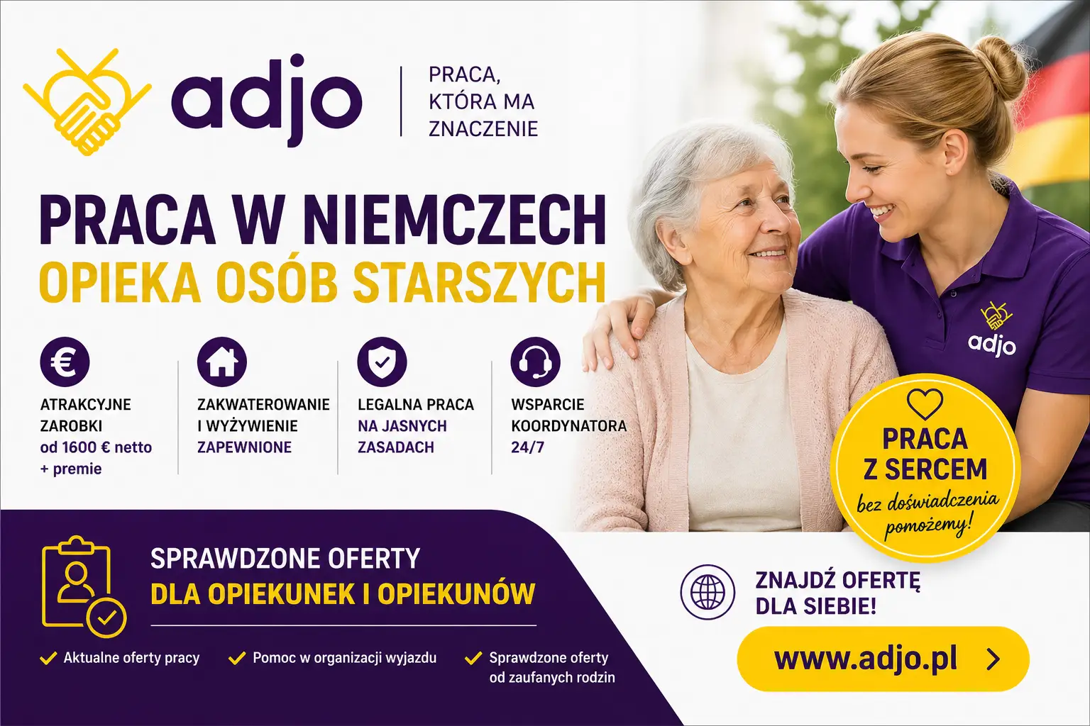 Praca w Niemczech – opieka osób starszych, oferty dla opiekunek Adjo